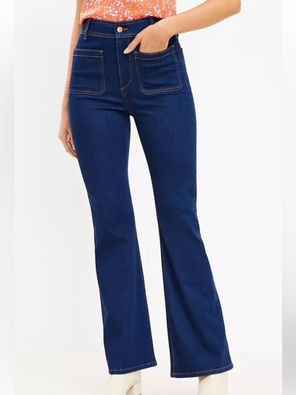 LOFT Indigo High-Rise Flare Jeans